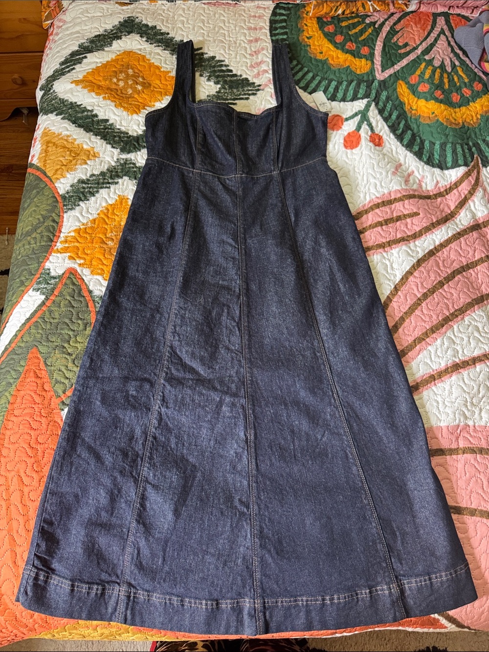Dark Blue Denim A-Line Dress - Sleeveless